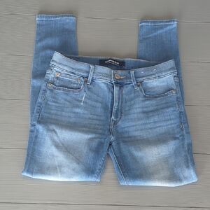 Express Women's Mid Rise Light Blue Distressed Skinny Jeans Leggings 6 Short